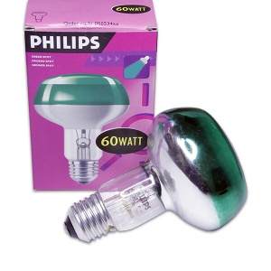 Лампа Philips R80 E27 60W green
