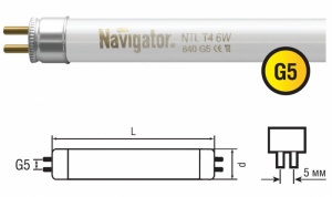 Лампа Navigator 94104 NTL-T4-20-840-G5 553mm