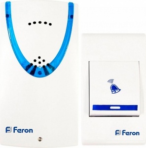 Звонок Feron Е-222 белый, синий 32 мел. 2*AAA+1*23А